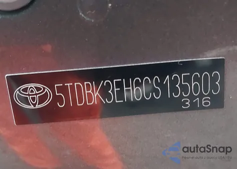 2012 Toyota Highlander Se V6 from USA, damaged, VIN 5TDBK3EH6CS135603